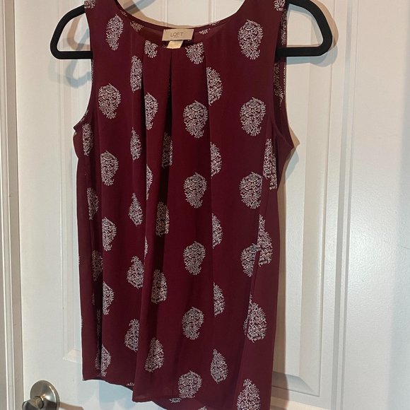 Maroon Paisley Patterned Sleeveless Blouse Tanktop - Picture 2 of 2